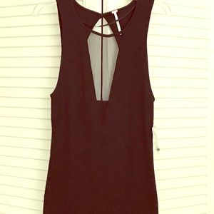 Free People cotton tank with sheer deep v covering